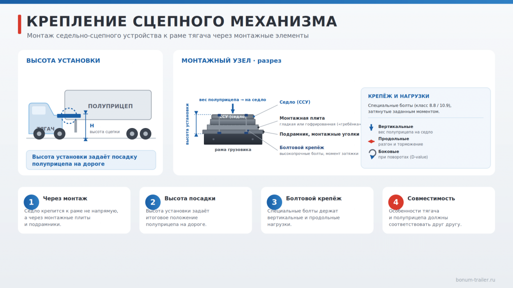 Крепление сцепного механизма полуприцепа